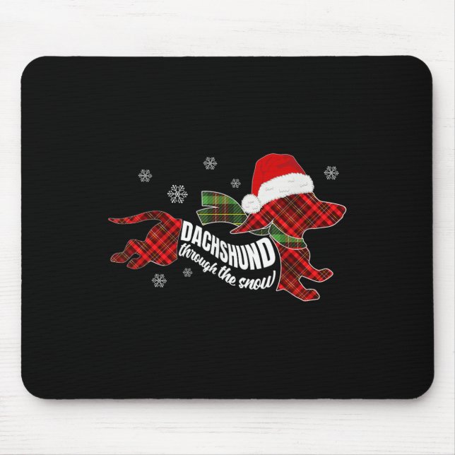 Mousepad Merry Christmas Dachshund Dog Through The Snow Pla (Frente)