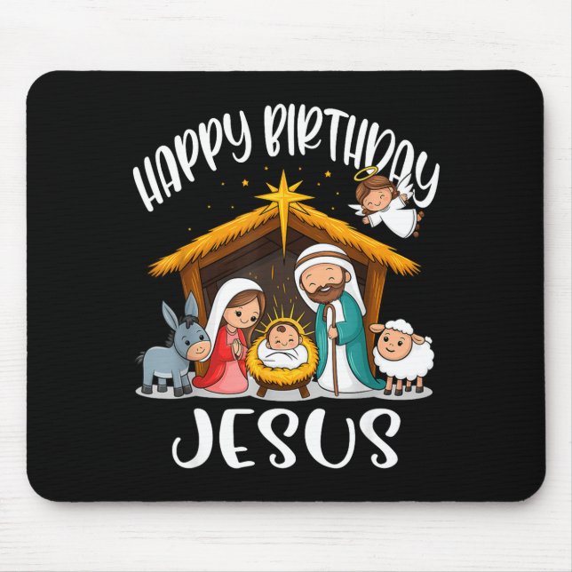 Mousepad Merry Christmas Family Kid Nativity Happy Birthday (Frente)