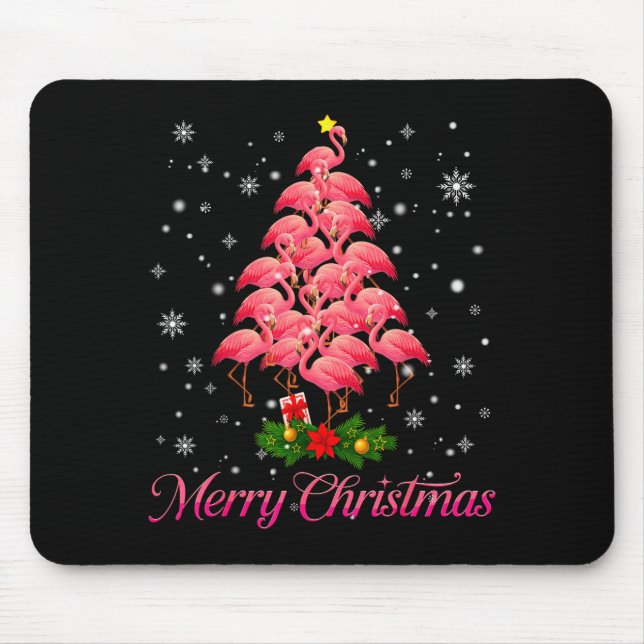 Mousepad Merry Christmas Flamingo Snowflake Tree Xmas Men W (Frente)