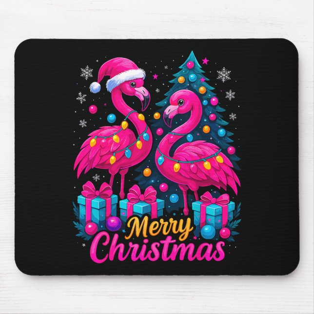 Mousepad Merry Christmas Flamingo Xmas  (Frente)