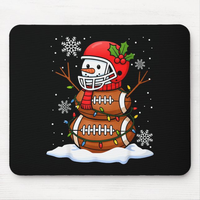 Mousepad Merry Christmas Football Snowman Holiday Srts Xmas (Frente)
