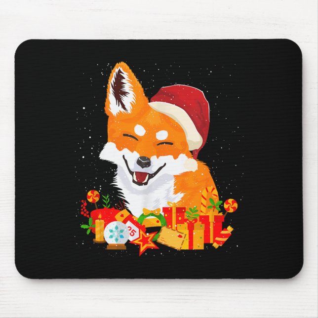 Mousepad Merry Christmas Fox Foxes Ugly X-mas Sweater Santa (Frente)
