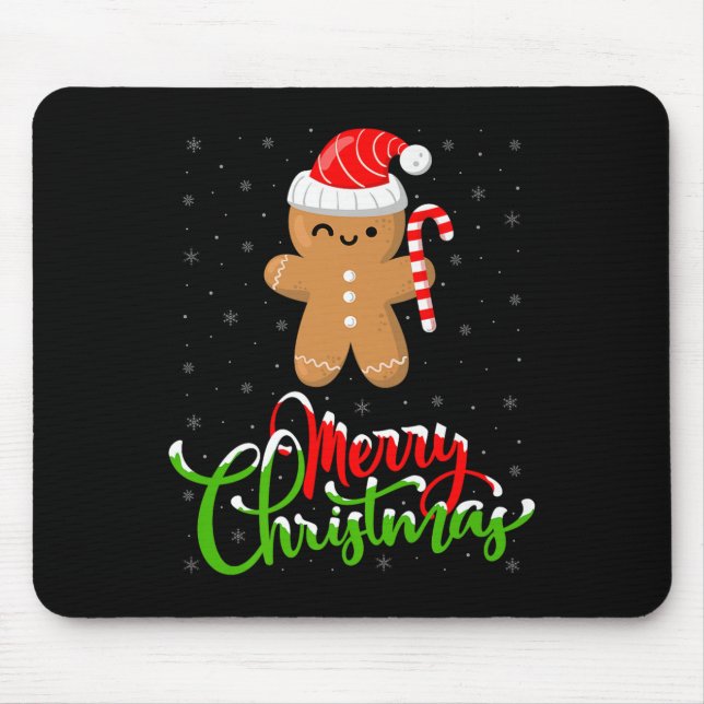 Mousepad Merry Christmas Funny Gingerbread Cookie Baking Ch (Frente)