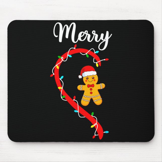 Mousepad Merry Christmas Gingerbread Couple Xmas Pajamas Ma (Frente)
