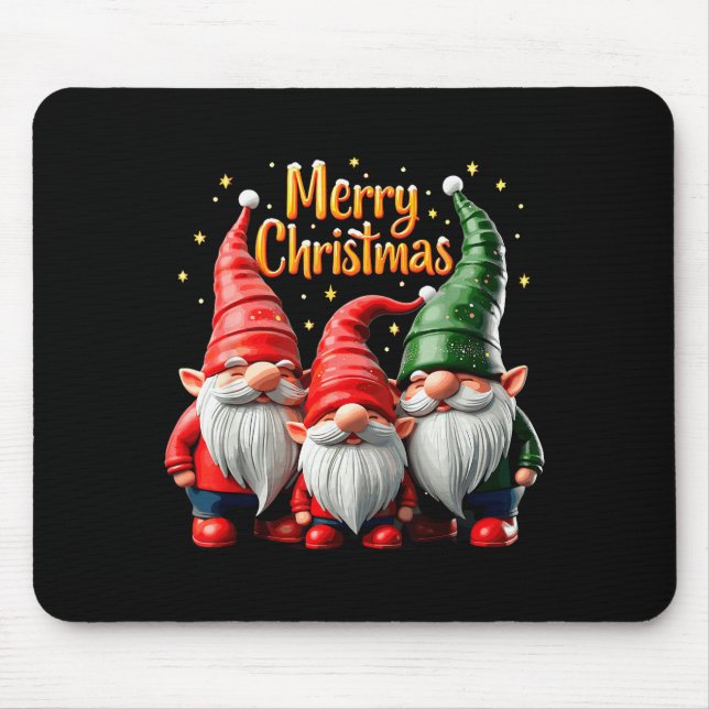 Mousepad Merry Christmas Gnomes Cozy Winter Gatherings  (Frente)