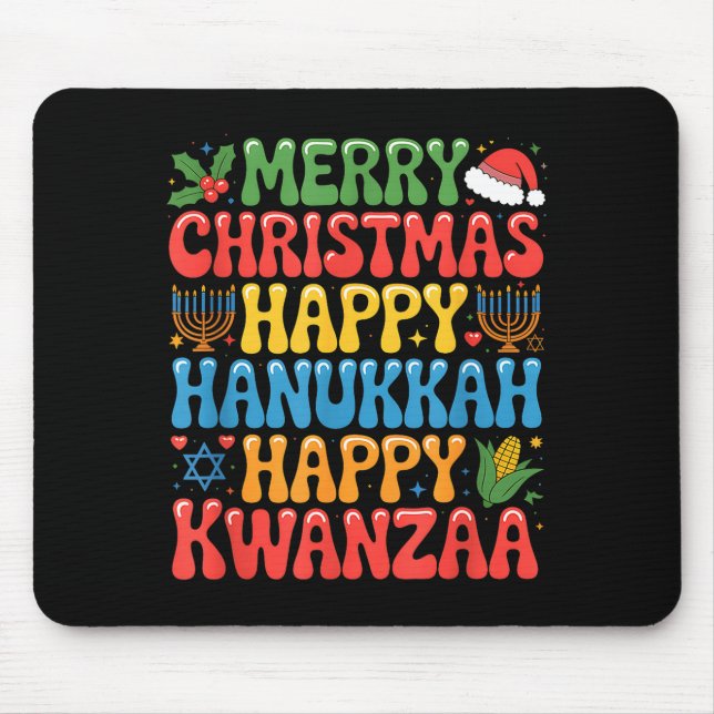 Mousepad Merry Christmas Happy Hanukkah Kwanzaa Quote  (Frente)