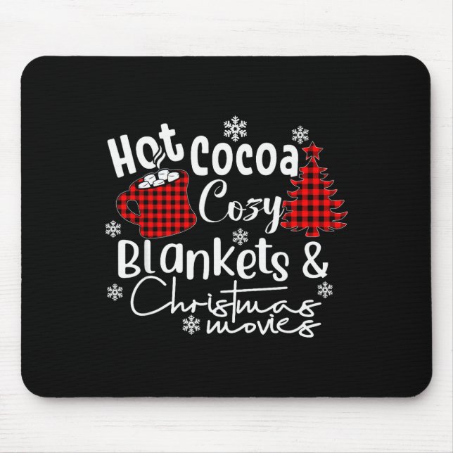 Mousepad Merry Christmas Hot Cocoa Cozy Blankets &amp; Chri (Frente)