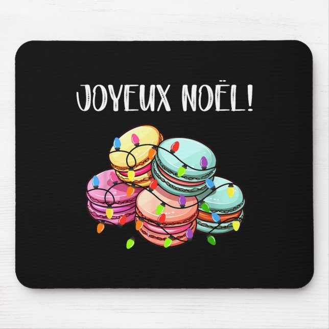 Mousepad Merry Christmas In French _ Macarons Joyeux Noel  (Frente)