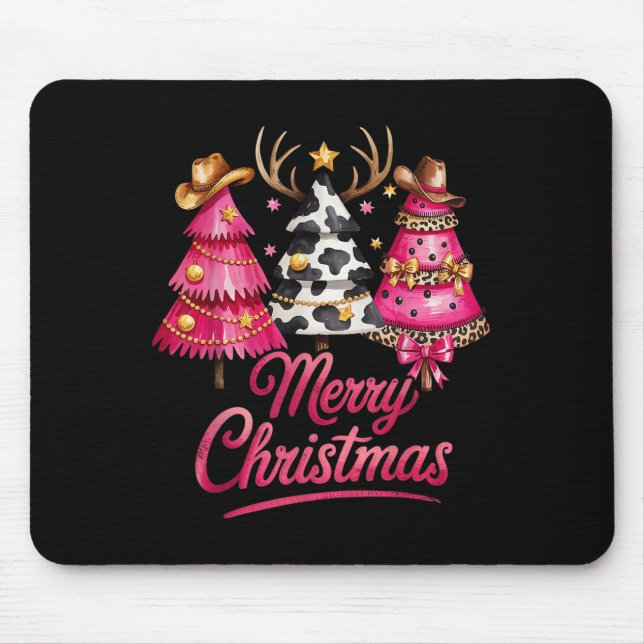 Mousepad Merry Christmas Leopard Cowhide Nk Xmas Tree Rodeo (Frente)