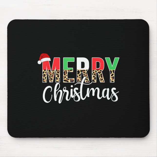 Mousepad Merry Christmas Leopard Print Xmas Family Matching (Frente)