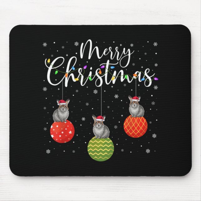 Mousepad Merry Christmas Lights Santa Hat Ka Ugly Xmas T Sh (Frente)