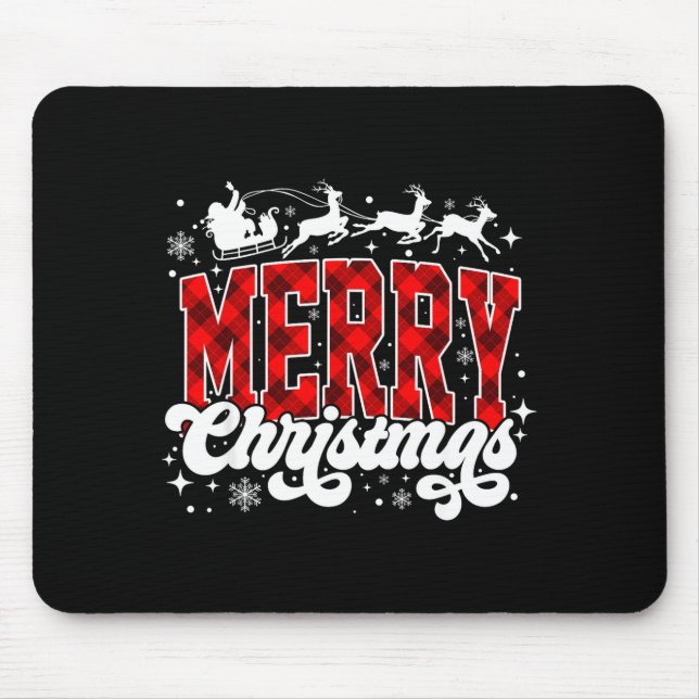 Mousepad Merry Christmas Lights Santa Hat Xmas Family Match (Frente)