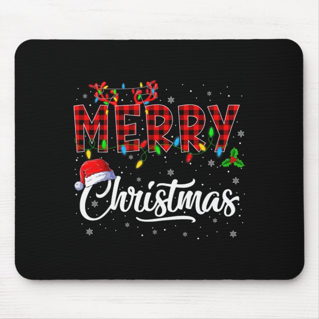 Mousepad Merry Christmas Lights Santa Hat Xmas Family Men W (Frente)