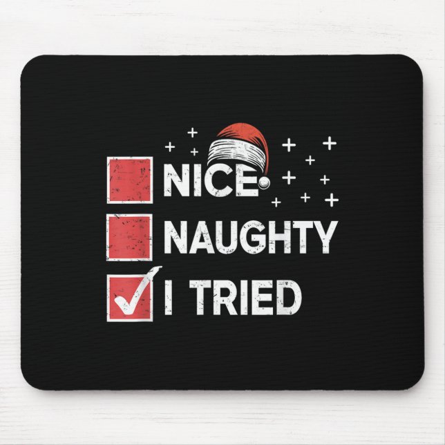 Mousepad Merry Christmas Nice Naughty I Tried Christmas Lis (Frente)