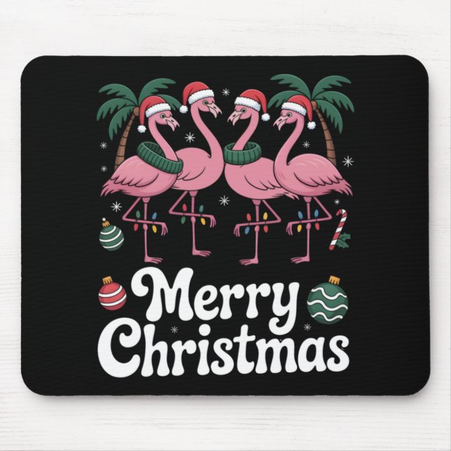 Mousepad Merry Christmas Nk Flamingo Santa Hat Xmas Light T (Frente)
