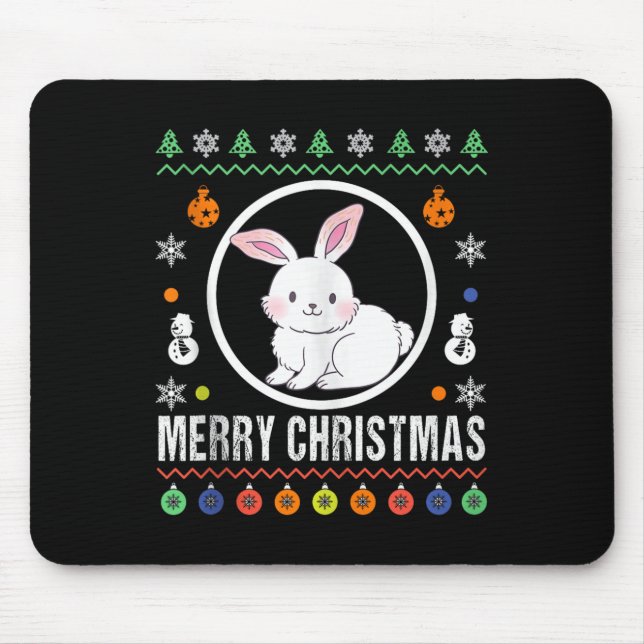 Mousepad Merry Christmas Rabbit Ugly Sweater Xmas Knit Tank (Frente)