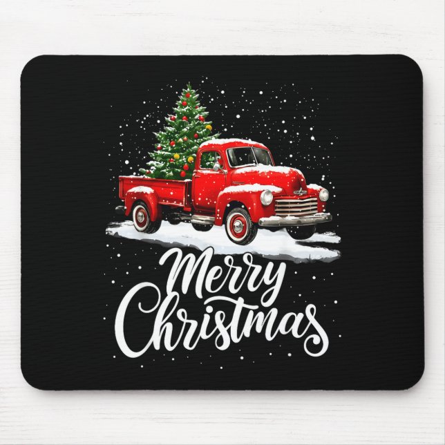 Mousepad Merry Christmas Red Truck Family Matching Christma (Frente)
