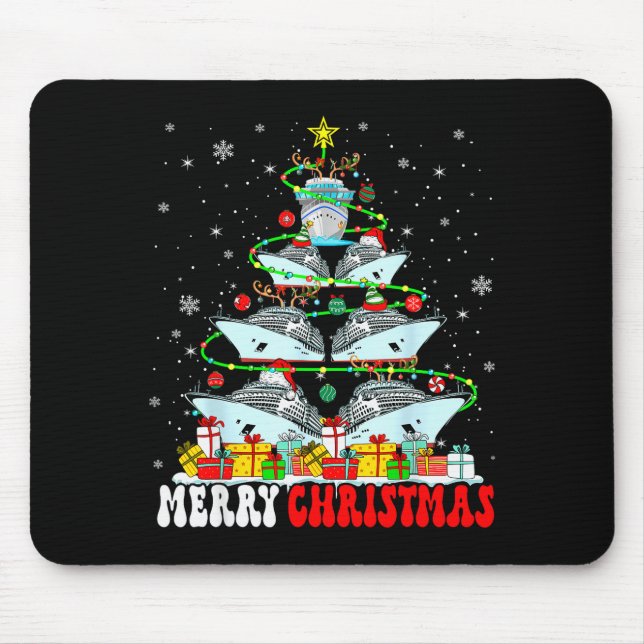 Mousepad Merry Christmas Reindeer Elf Santa Cruise Ships Xm (Frente)