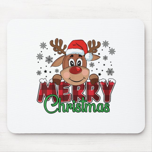 Mousepad Merry Christmas Reindeer Men Women Family Matching (Frente)