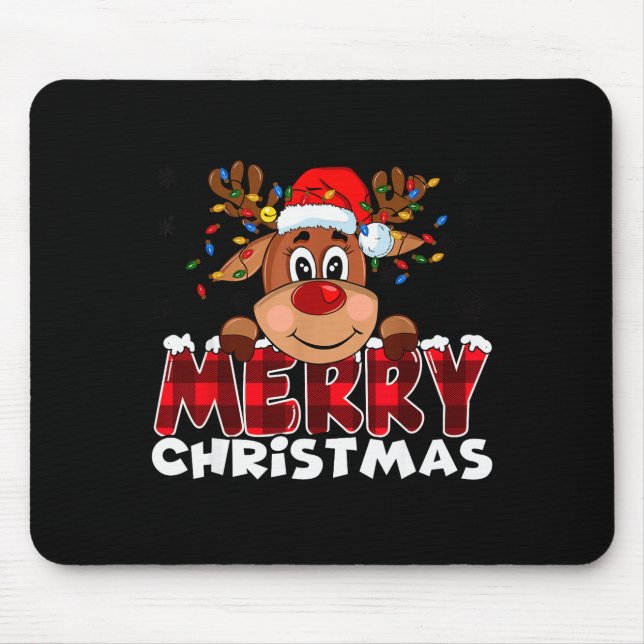 Mousepad Merry Christmas Reindeer Men Women Family Matching (Frente)