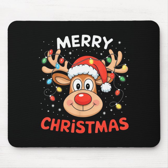 Mousepad Merry Christmas Reindeer Xmas Family Men Women Kid (Frente)