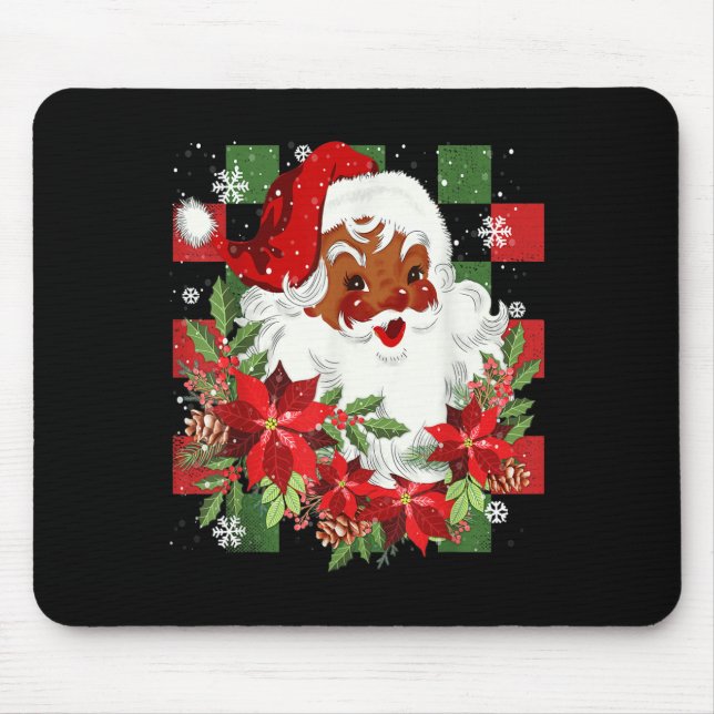 Mousepad Merry Christmas Santa Claus Black Afro African Ame (Frente)