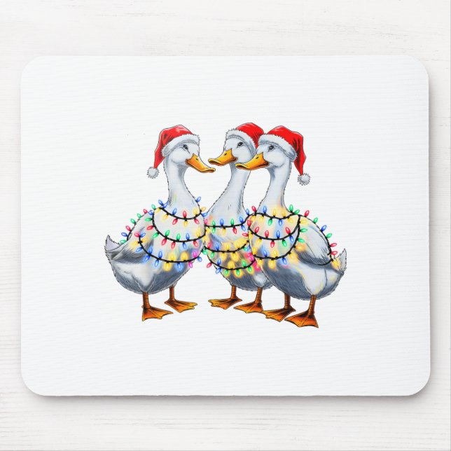 Mousepad Merry Christmas Santa Duck Goose Xmas Tree Light F (Frente)
