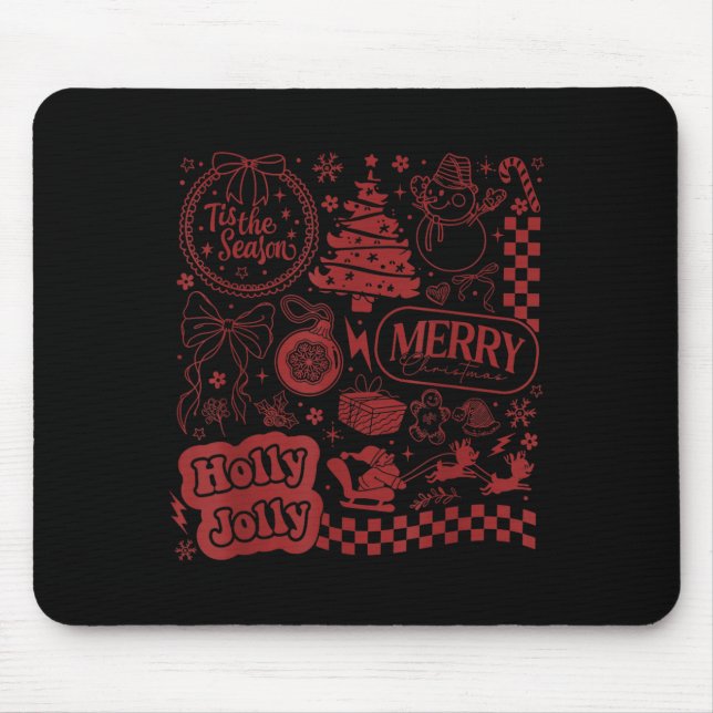 Mousepad Merry Christmas Santa Snowman Reindeer Tis The Sea (Frente)