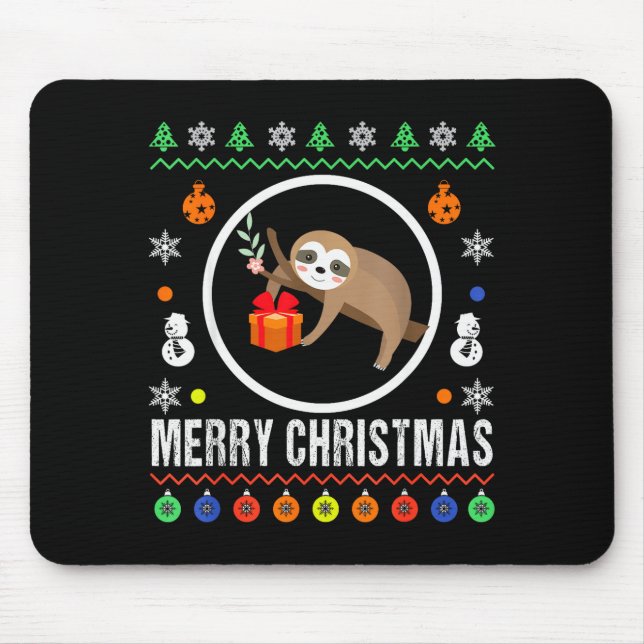 Mousepad Merry Christmas Sloth Ugly Sweater Xmas Knit Sloth (Frente)
