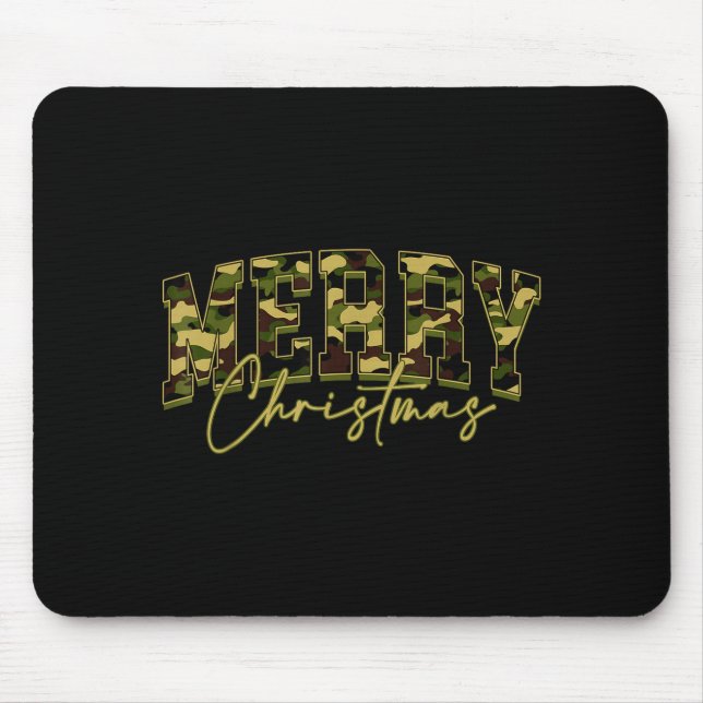Mousepad Merry Christmas Squad Camo Camouflage Xmas Pajamas (Frente)