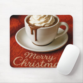 Mousepad Merry Christmas Text With Hot Chocolate Drink