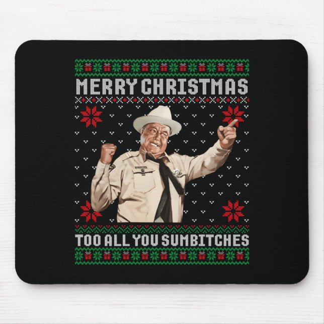 Mousepad Merry Christmas To All You Sumes Ugly Sweater Vint (Frente)