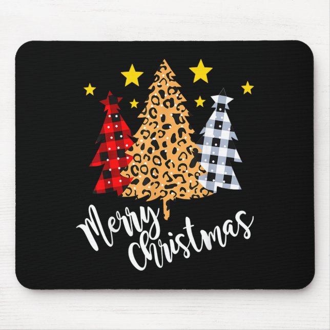Mousepad Merry Christmas Tree Buffalo Plaid Red Green Xmas  (Frente)