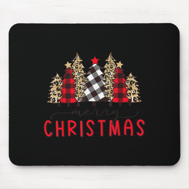Mousepad Merry Christmas Tree Shirts Funny Leopard Plaid Pr (Frente)