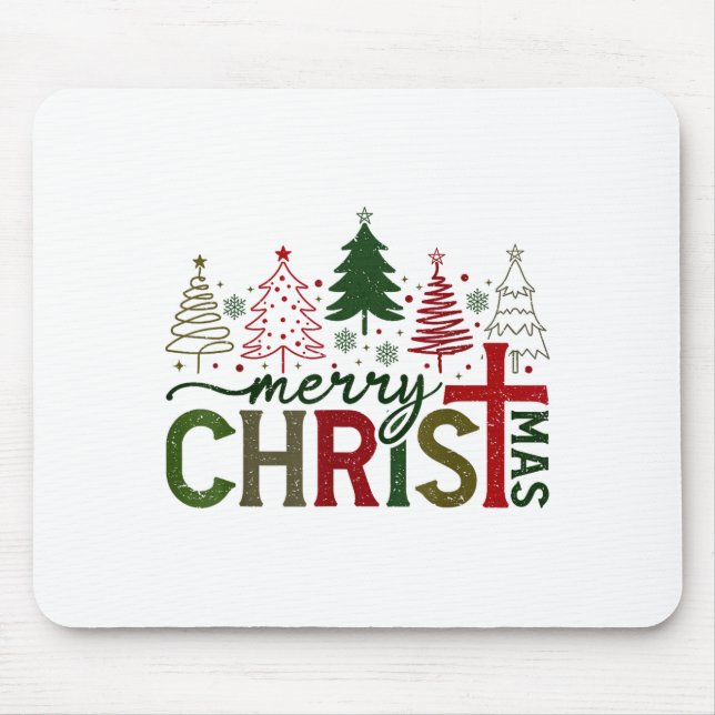 Mousepad Merry Christmas Xmas Christian Jesus Family Pajama (Frente)