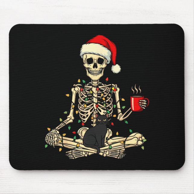 Mousepad Merry Christmas Xmas Skull Skeleton Funny Matching (Frente)