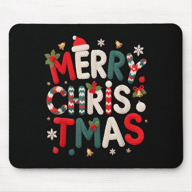 Mousepad Merry Christmas Xmas Yarn Crochet Knitting Quilter (Frente)