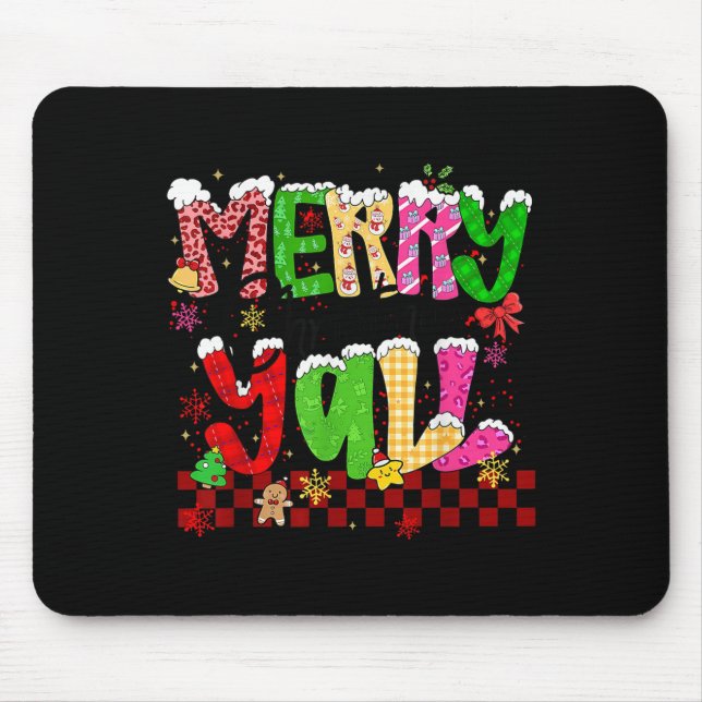 Mousepad Merry Christmas Y’all Southern Christmas Tree Girl (Frente)