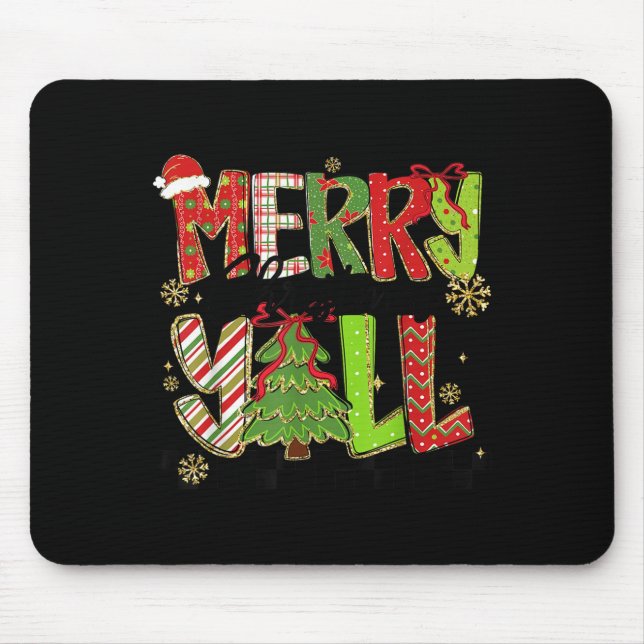 Mousepad Merry Christmas Y’all Southern Christmas Tree Girl (Frente)