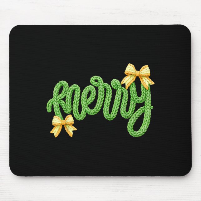Mousepad Merry Christmas Yarn Crochet Funny Xmas Pajamas Ho (Frente)