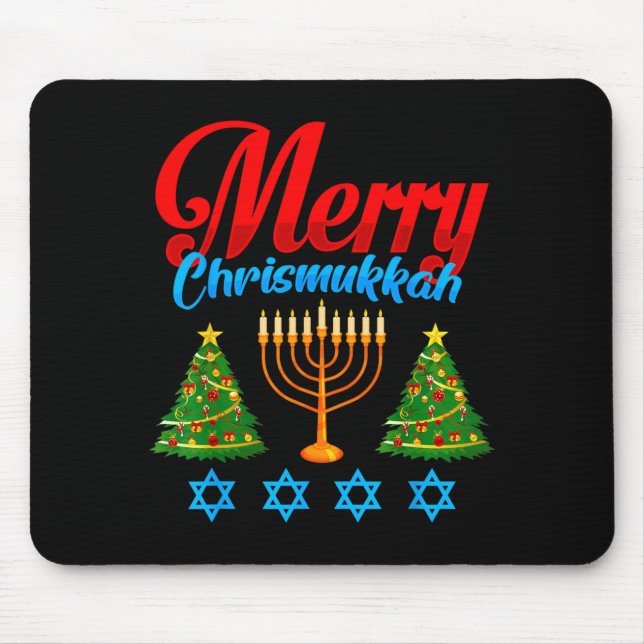 Mousepad Merry Christmukkah Jewish Xmas Christmas Hanukkah  (Frente)