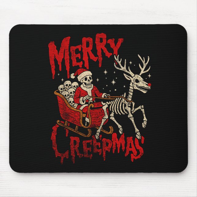 Mousepad Merry Creepmas Skeleton Creepy Christmas Goth Holi (Frente)