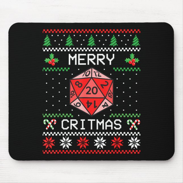 Mousepad Merry Critmas Christmas Rpg Board Game Role Play U (Frente)