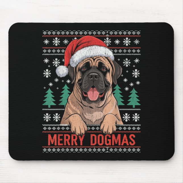 Mousepad Merry Dogmas Funny Dog Santa Hat Christmas Xmas  (Frente)
