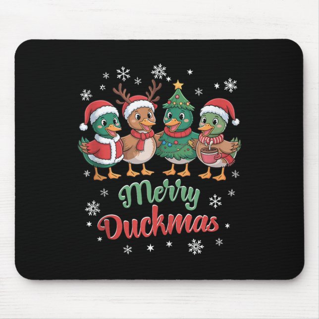Mousepad Merry Duckmas – Funny Christmas Ducks Holiday Desi (Frente)