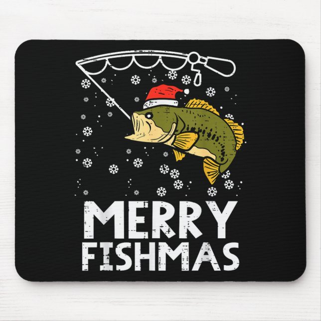 Mousepad Merry Fishmas Fish Fishing Xmas Christmas Dad Men  (Frente)