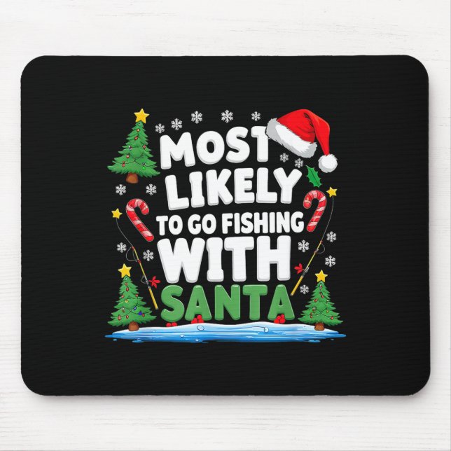 Mousepad Merry Fishmas Funny Fish Santa Bigfoot Christmas F (Frente)