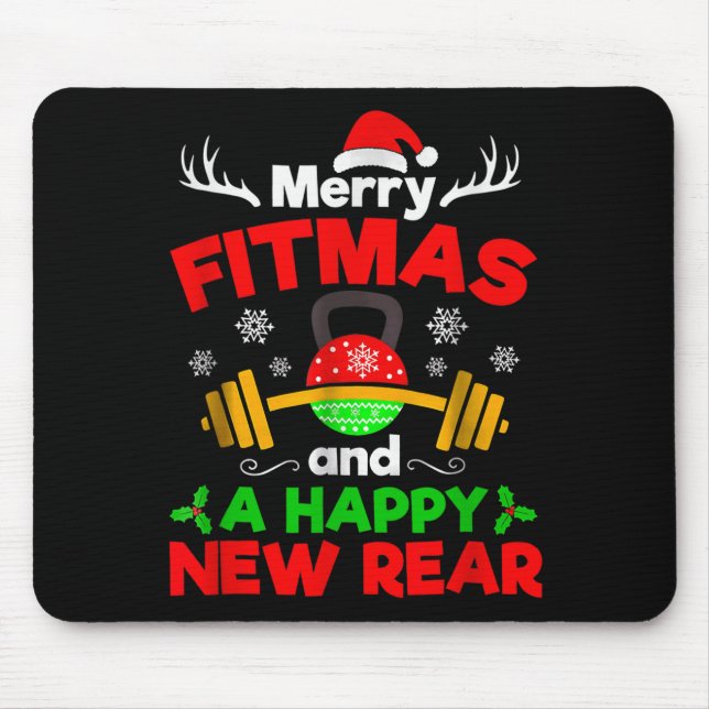 Mousepad Merry Fitmas And A Happy New Year  (Frente)