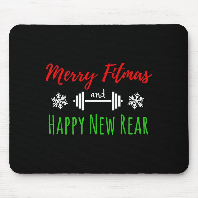 Mousepad Merry Fitmas And Happy New Rear Fitness Funny  (Frente)