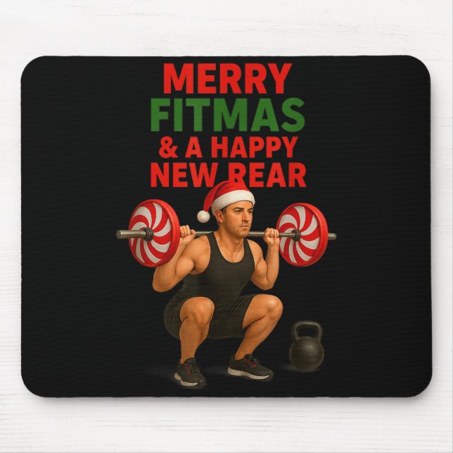 Mousepad Merry Fitmas Christmas &amp; A Happy New Rear Year (Frente)